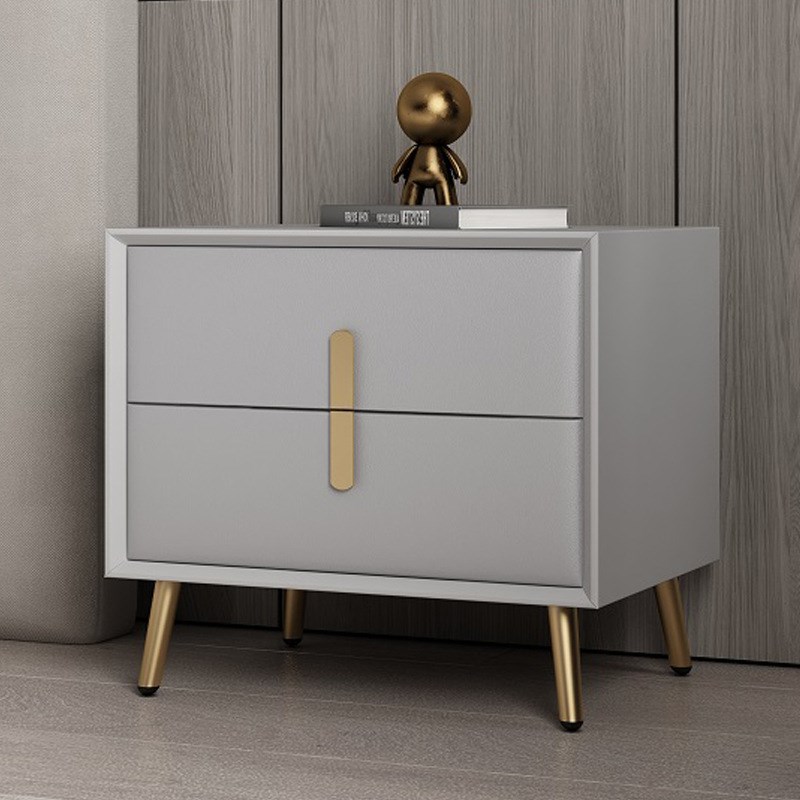 轻奢全实木皮床头柜简约现代x迷你卧室整装网红皮质软包北欧床头