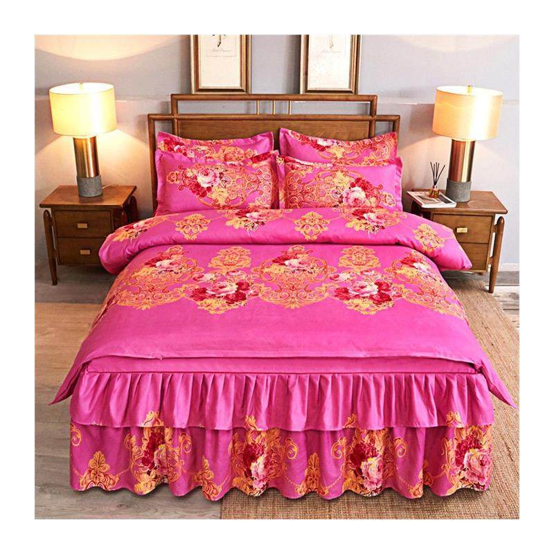 新款床罩床裙四件套磨毛 加厚y保暖婚庆大红色床上用品4件套宫廷,床上用品,婚庆床品套件,淘宝优惠券,粉丝福利购,淘宝优惠卷