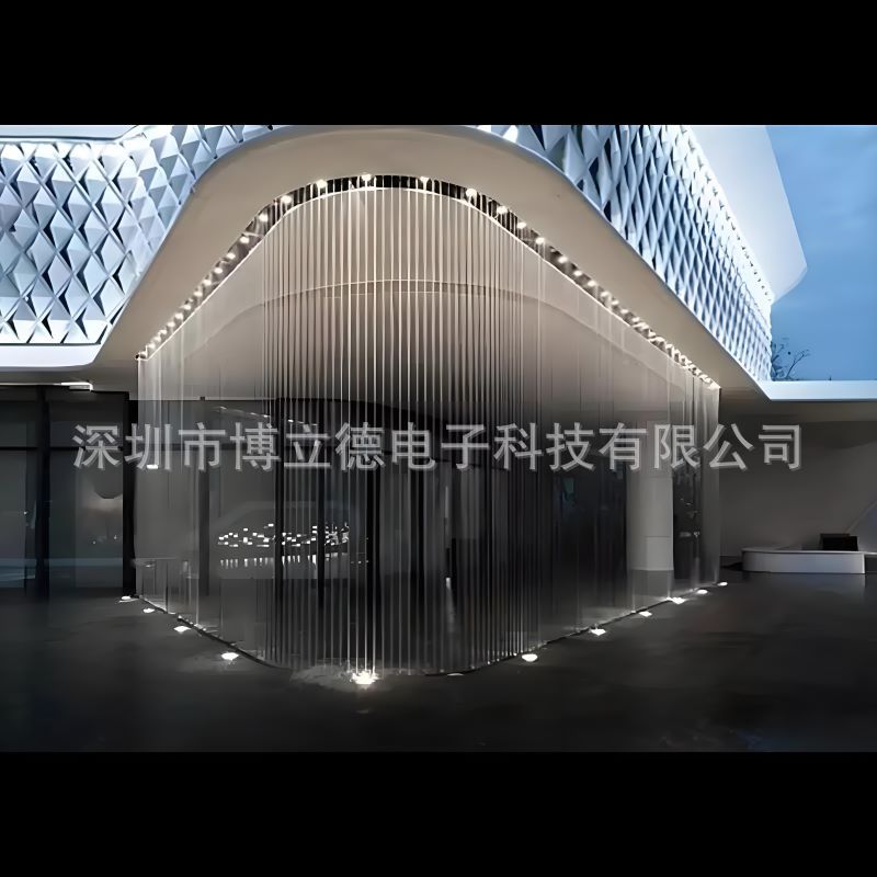室内酒店数字水帘拉线水帘流水景观瀑布水幕屏风安装工程喷泉水帘