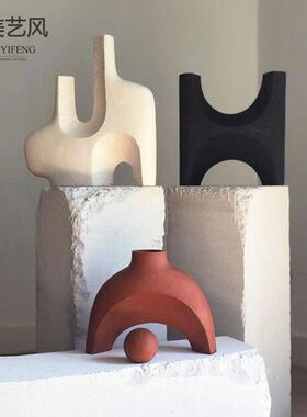 现代简约磨砂几何陶瓷摆饰家居客厅样板房样品屋展示中心酒店书柜