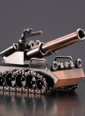 美式覆古铁艺合金坦克模型摆设客厅家居酒柜装饰品摆件创意工艺礼