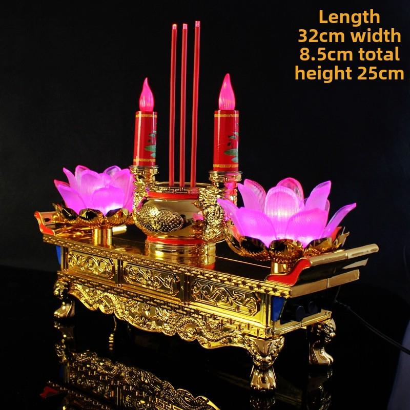 Led插电式蜡烛灯数码香烛观音财神台灯家用佛灯长明灯香炉莲花灯