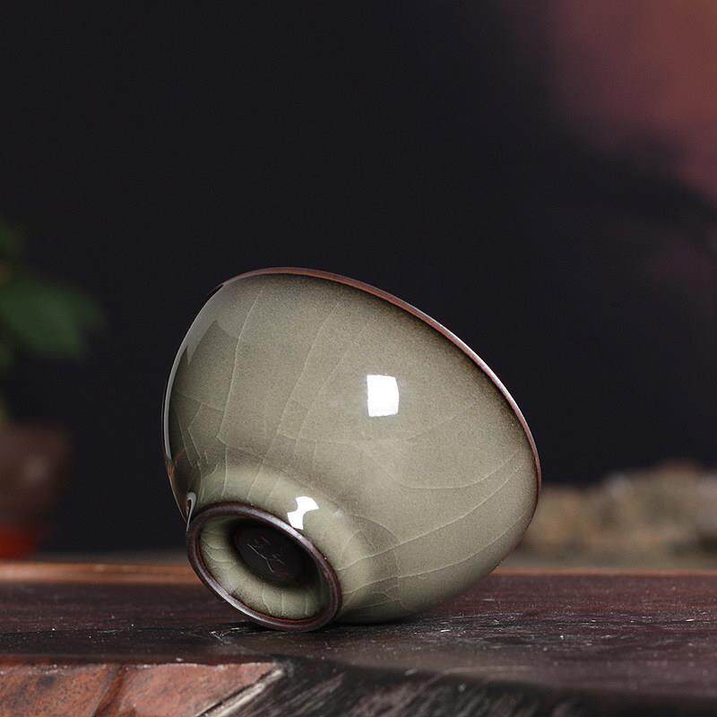 青瓷铁胎手工品茗杯哥窑龙泉陶瓷冰裂主人杯单杯功夫茶杯茶碗茶具