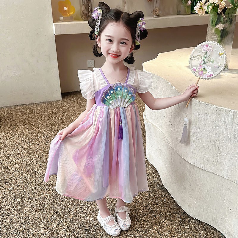 汉服女童2e024新款夏季中国风儿童公主连衣裙古风童装襦裙表演服