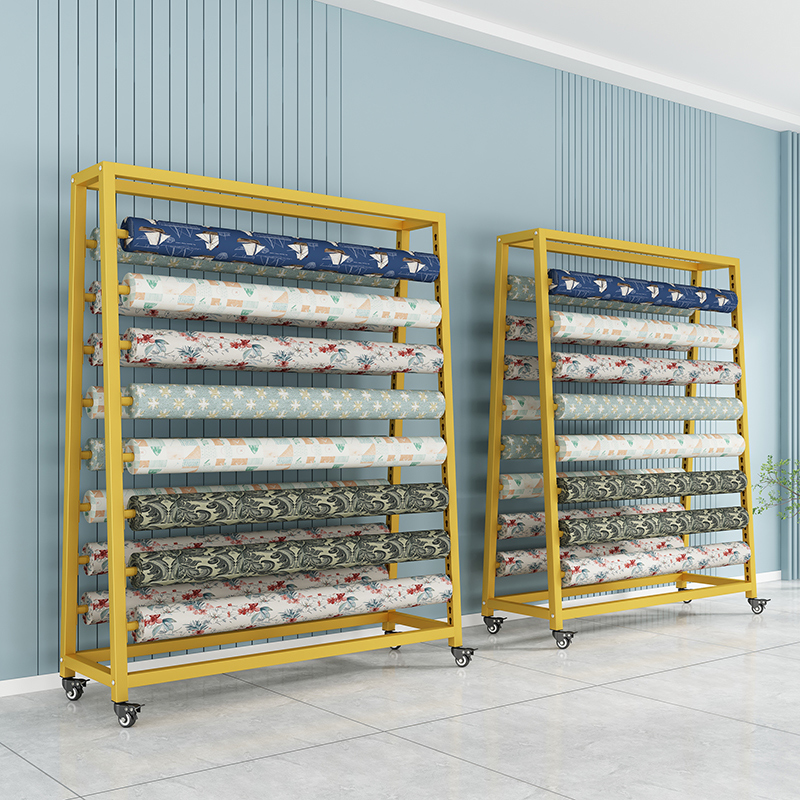 布料布匹展示架香云纱真丝货架纺C织面料皮革桌布样布架可推动展