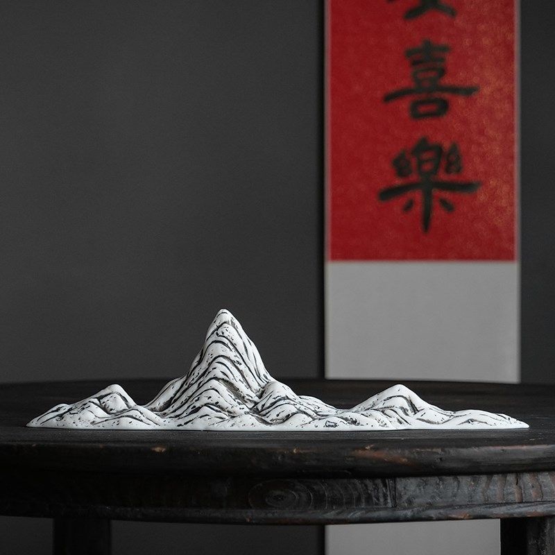 千里江山摆件微景观鱼缸造景玄关茶桌禅意陶瓷假山笔架摆设装饰品