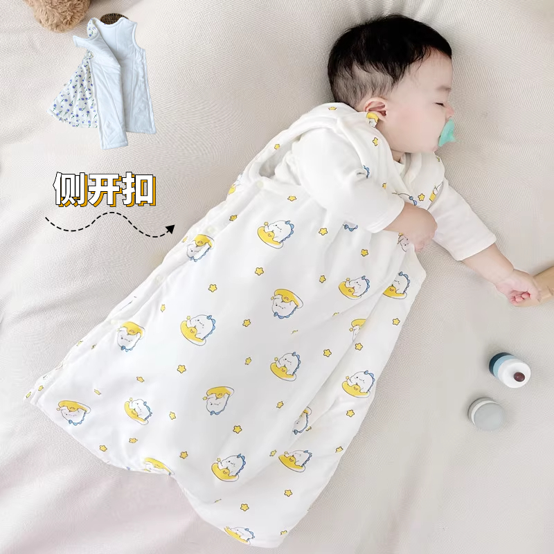 新款婴儿无袖g侧开扣背心睡袋冬季儿童中厚男女宝宝睡袋防踢被睡