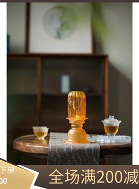 【匠懿】心缘堂琉璃烛台皓月当空琉璃灯复古文艺室灯氛围感摆件