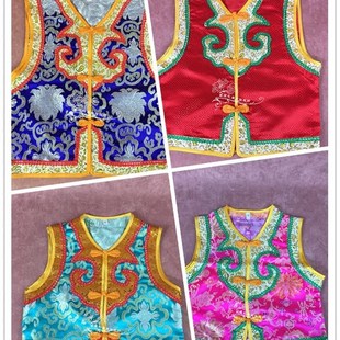 蒙古族儿童马甲男童服饰女w童坎肩小孩款演出服装马夹蒙古袍搭配