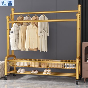 巨粗32管落地挂衣架室内挂衣挂衣架卧室晾衣收纳简易双杆衣帽架