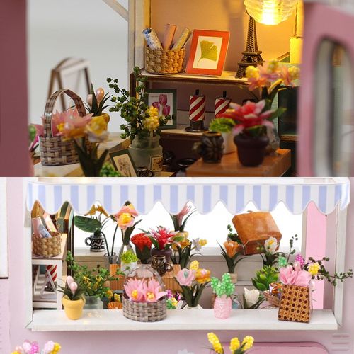 立体拼图玩具屋diy小屋阳光花车 木制手工房子拼装微缩模型