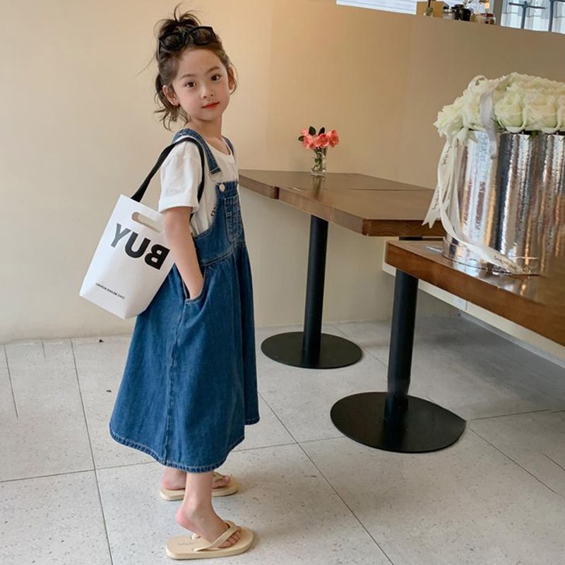 儿童夏装背带裙i2024新款女宝宝夏季时尚童装公主连衣裙女童牛仔