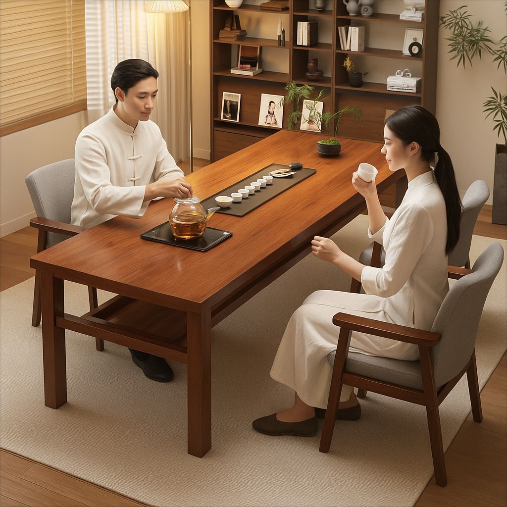 实木电脑桌大板桌长方形双人桌子家用卧室办公桌书法桌茶桌学习桌