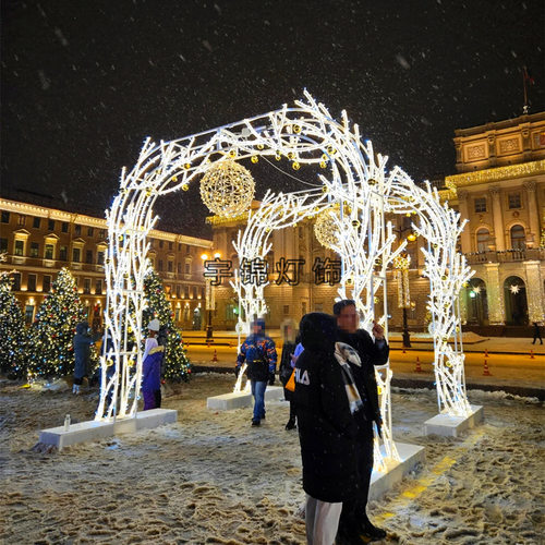 户外树枝拱门时光隧道LED图案造型灯LED五角星隧道灯