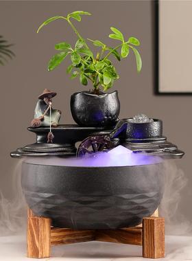 风水轮流水生财循环水摆件装饰客厅玄关乔迁新居礼品招财开 业礼