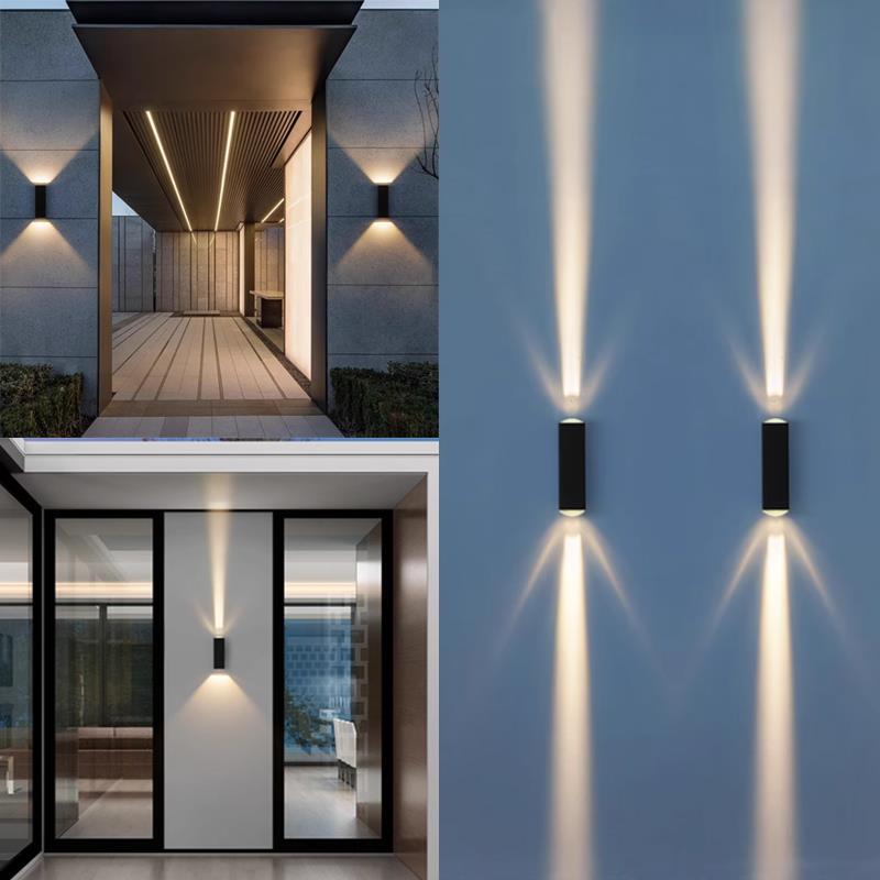 户外一束光壁灯聚光防水双头上下发光柱子灯门口外墙壁洗墙装饰灯