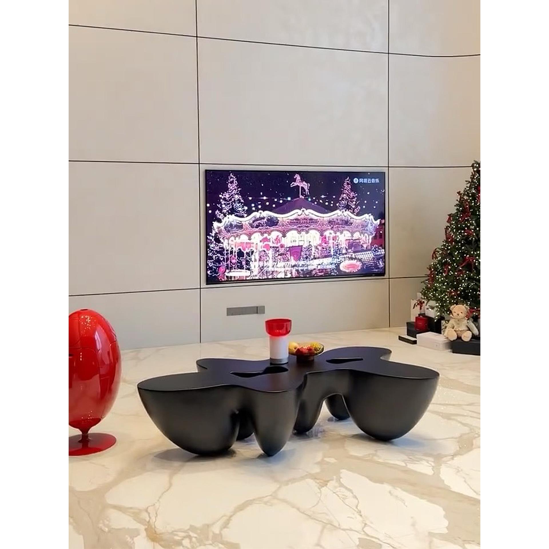 北欧设计师简约玻璃钢茶边几彷大理石会所户外创意异形定制茶几