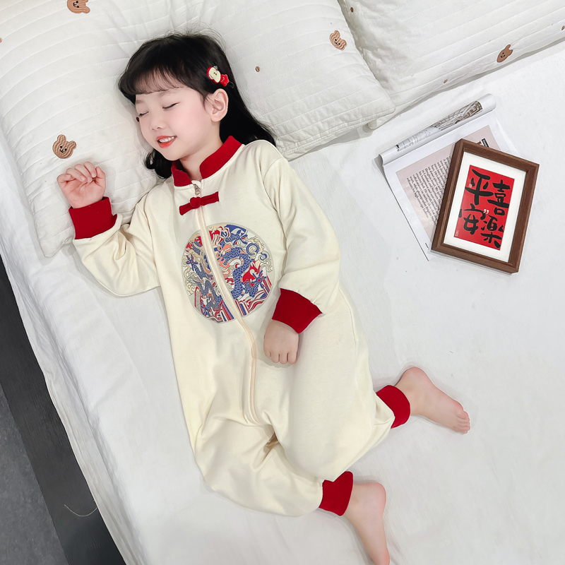 女童睡衣2025新款春秋夏国x风连体保暖款式中小童女宝宝休闲居家