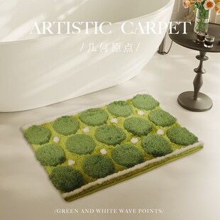 圆点浴室吸水毛绒脚垫洗s手间门口厕所防滑地垫卫生间小地毯卧室