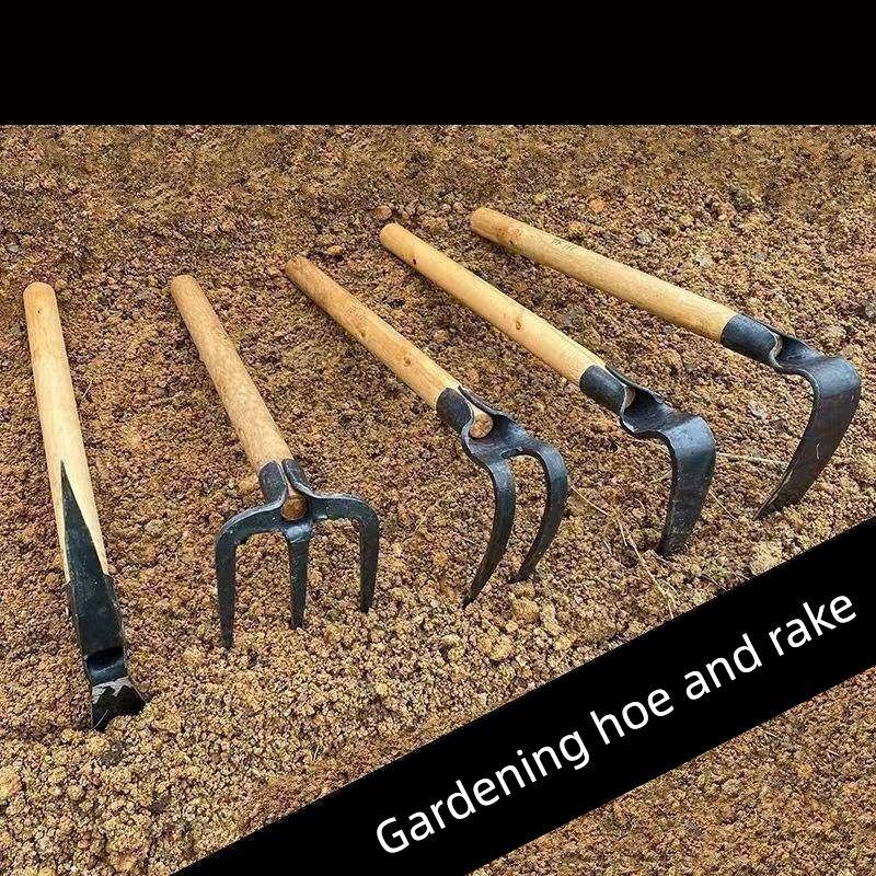 农用翻土工具木柄小锄头户外两用种菜挖笋种花洋镐园艺三齿耙赶海,鲜花速递/花卉仿真/绿植园艺,园艺用品套装,淘宝优惠券,粉丝福利购,淘宝优惠卷