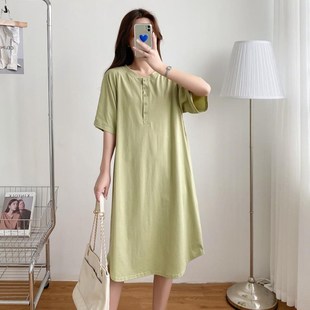大码妈妈遮肚子产后微胖穿搭2024新款哺乳群夏装期连衣裙夏天胖mm