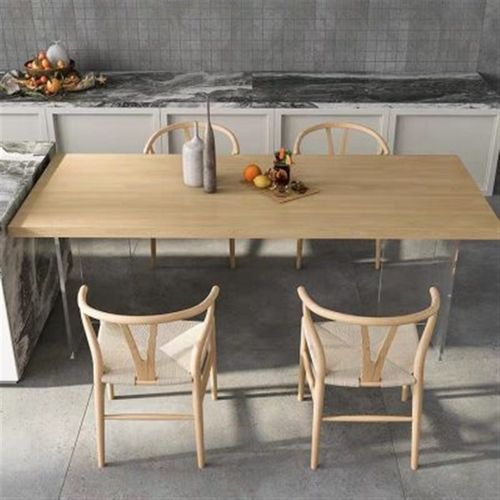 侘寂风实木餐桌书桌白蜡木大板桌办公桌亚克力悬浮桌泡茶桌工作台