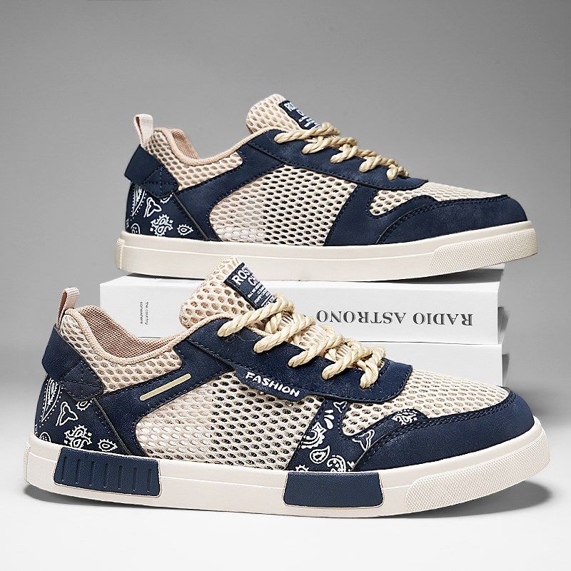 男鞋夏季网面透气薄款镂空防臭网鞋青少年运动软底特大码4647板鞋