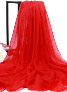 纯色大红色丝巾韩版雪纺围巾披肩两用纱巾防晒百搭春秋冬季沙滩巾