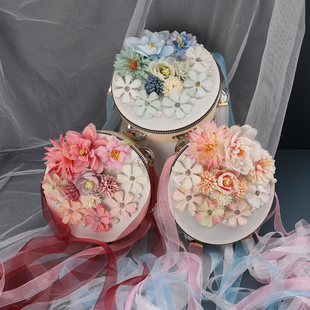 儿童铃鼓舞幼儿园手拍鼓 飘带上铃鼓舞蹈奥尔夫 绢花手鼓配饰汉服