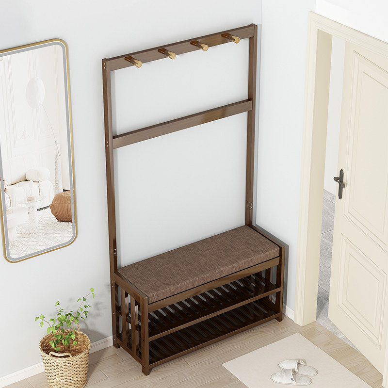 换鞋凳挂衣架一体落地卧室房间挂衣服的架子玄关进门衣物置衣架