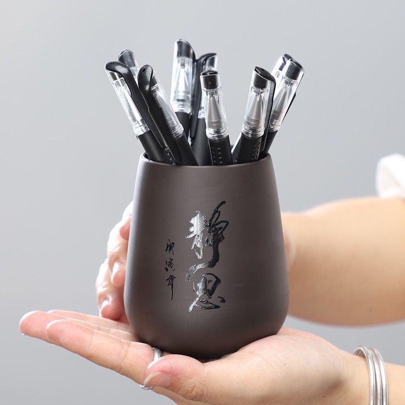 笔筒艺术感紫砂创意激光雕绘简约笔筒收纳摆件办公室个性摆设办公,文具电教/文化用品/商务用品,笔筒,淘宝优惠券,粉丝福利购,淘宝优惠卷