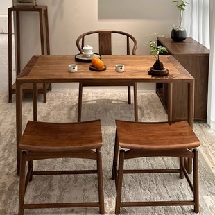 茶桌北美黑胡桃实木n阳台简约办公一体茶台新中式 小户型家用泡茶