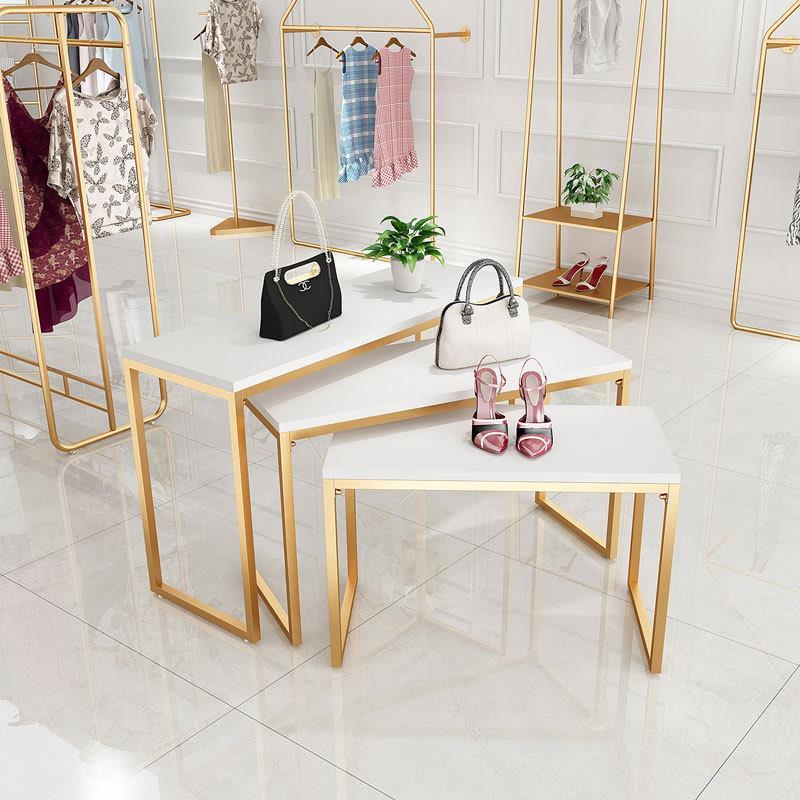服装店流水台展示桌商场女装店货架陈列中岛架落地橱窗高低展示台