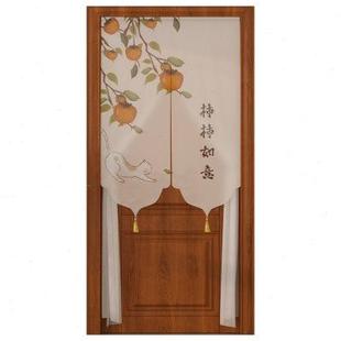 茶室禅意隔断装 门帘布艺防蚊透光遮丑竹帘新中式 饰帘子半帘入户帘