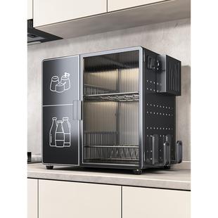 厨房置物架置物架台面多功能调料品碗碟收纳架家用沥水碗柜