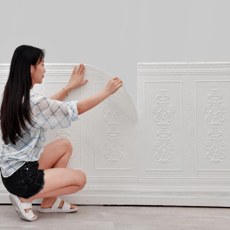 墙裙壁纸自粘3d立体壁贴护墙板装饰线条自贴壁纸客厅泡沫防撞防撞
