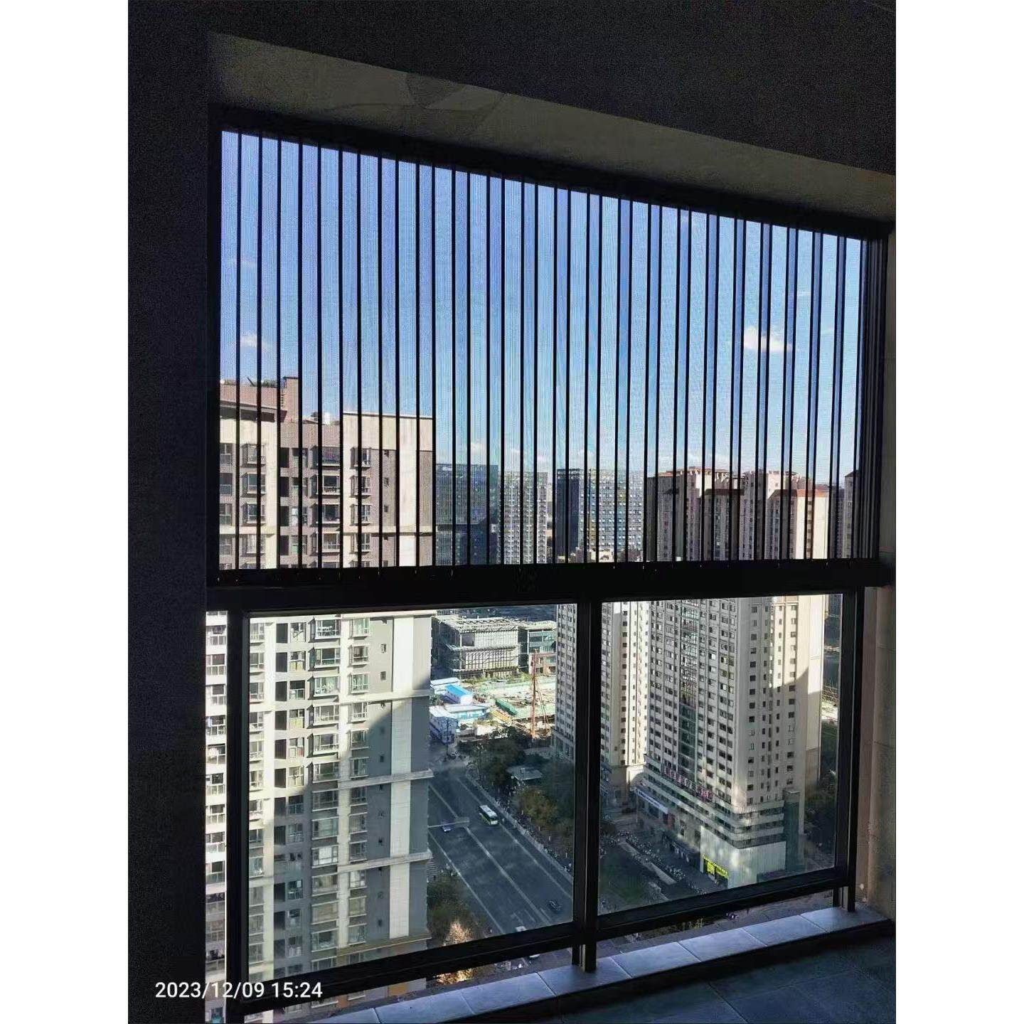 金刚网折叠纱门隐形防盗高轨伸缩推拉式铝合金纱门