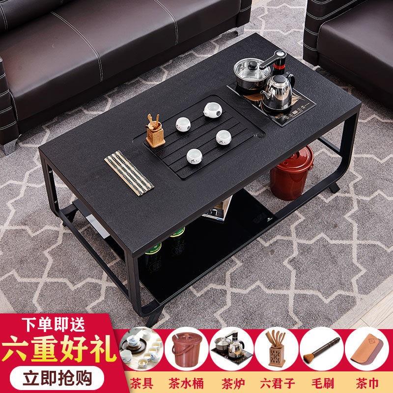 轻奢岩板茶桌泡茶一体火烧石茶台阳台小型茶桌办公室烧水壶全自动