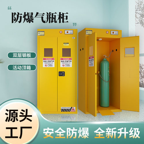全钢防爆气瓶柜带报警排风乙炔氢氧氩气气体储存安全柜防火安全柜