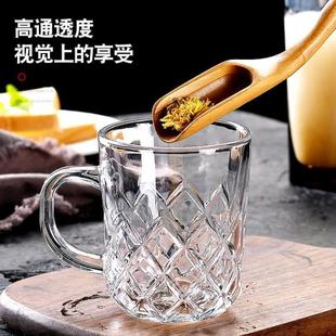 带把手耐热商用喝水客厅办公室待客水杯10个装 玻璃杯家用茶装