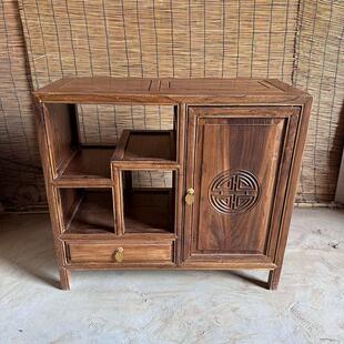 新中式茶台茶桌实木茶水柜榆木小茶柜储物柜可移动阳台小型专用