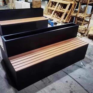 户外不锈钢花箱坐凳组合公园商业街广场商场庭院室外桌椅花槽定制