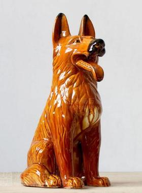 陶瓷狗狗摆件生肖狗招财狗旺财狗守财狗工艺品风生水起唐三彩狼狗