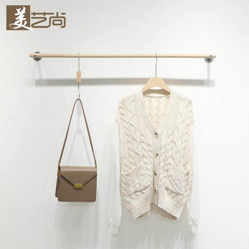 服装店衣服架子墙壁挂衣架不锈钢拉丝银韩版女装店装修设计装饰正