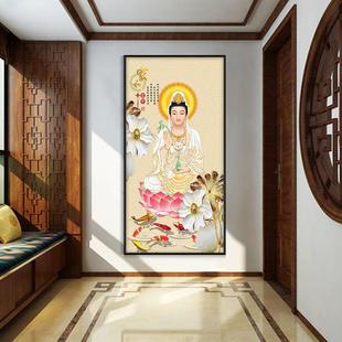带框5d 观音菩萨佛像十字绣5d钻石画玄关大幅满钻手工刺绣2023新款