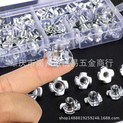 90pcs 镀锌碳钢家具四爪螺母M3/M4/M5/M6/M8 Zinc