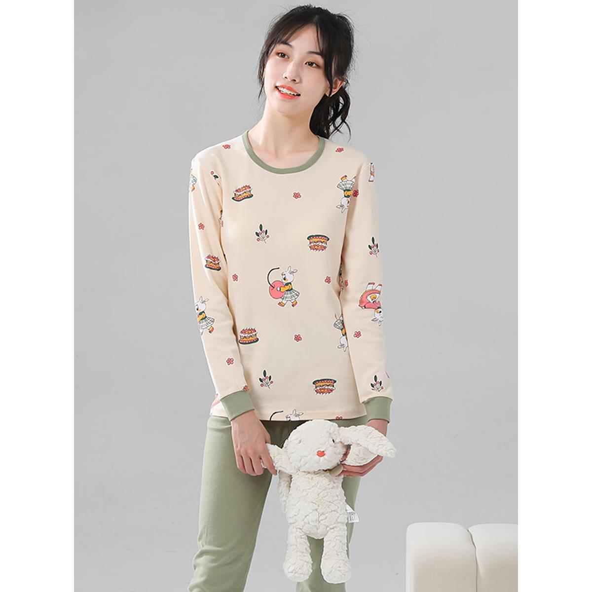 青少年秋衣秋裤女童12中大童少女孩16岁全棉保暖内衣套装纯棉睡衣