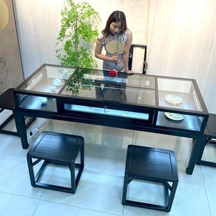 北榆木展示柜实木珠宝首饰柜台收银台带灯带锁玻璃柜玉器文玩桌