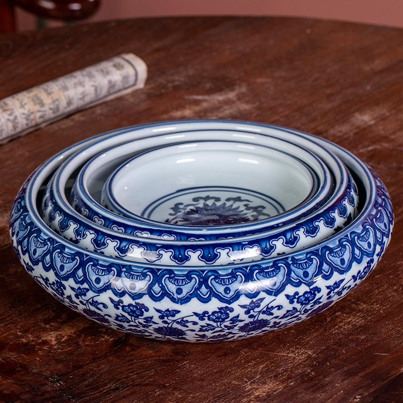 景德镇陶瓷器烟灰缸家用客厅创意笔洗大口径缸可作鱼缸多功能摆件