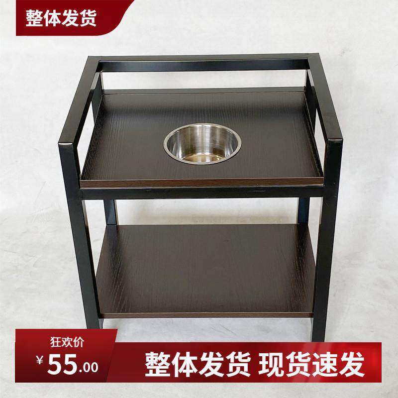 麻将机茶几茶水架钢木双层大桌面烟缸棋牌室茶楼麻将桌边角几水壶